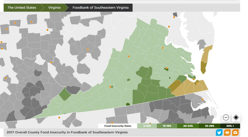 Hunger Action Month Food Map of Virginia